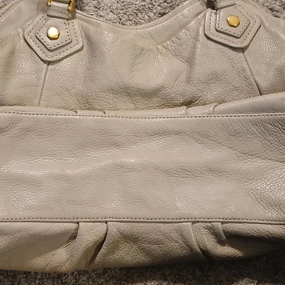 ✨ Marc by Marc Jacobs Classic Q Workwear Leather Satchel Tote Bag Beige Cream - Picture 10 of 16